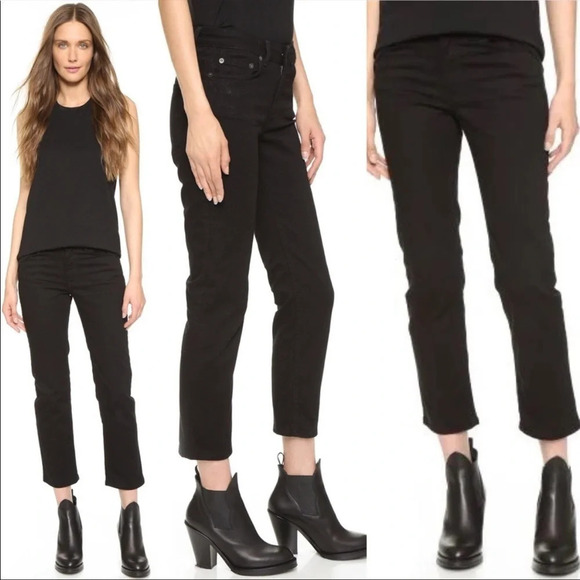 Acne Row Slouchy Straight Jeans Black Designer Casual Women’s Denim 26 - Picture 11 of 11